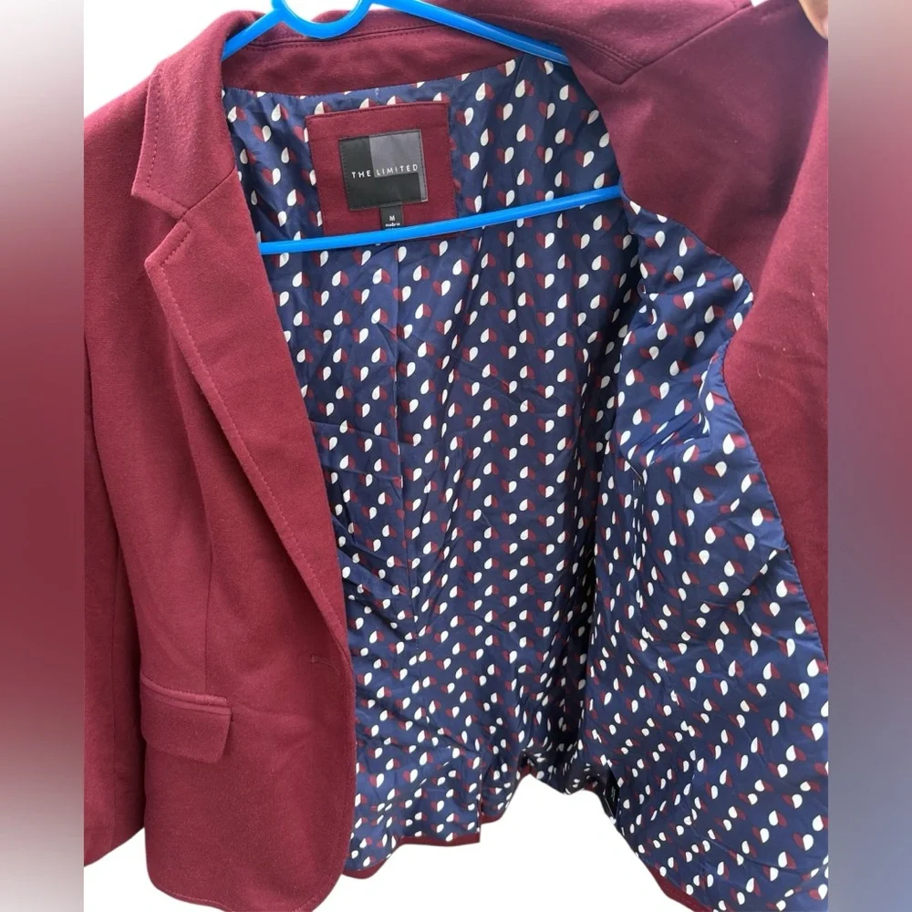 The Limited Maroon Blazer with Patterned Interior Womens size Medium - Picture 4 of 9